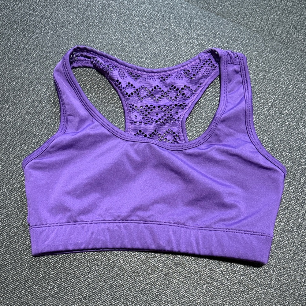 Purple Lace-Back Sports Bra